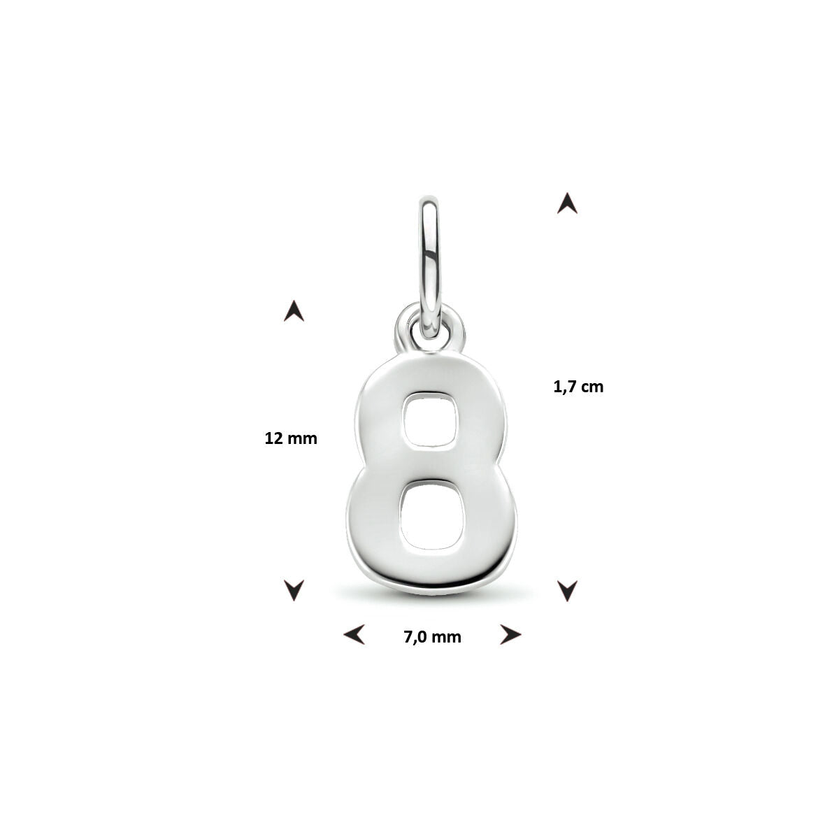 Hanger cijfer zilver gerhodineerd