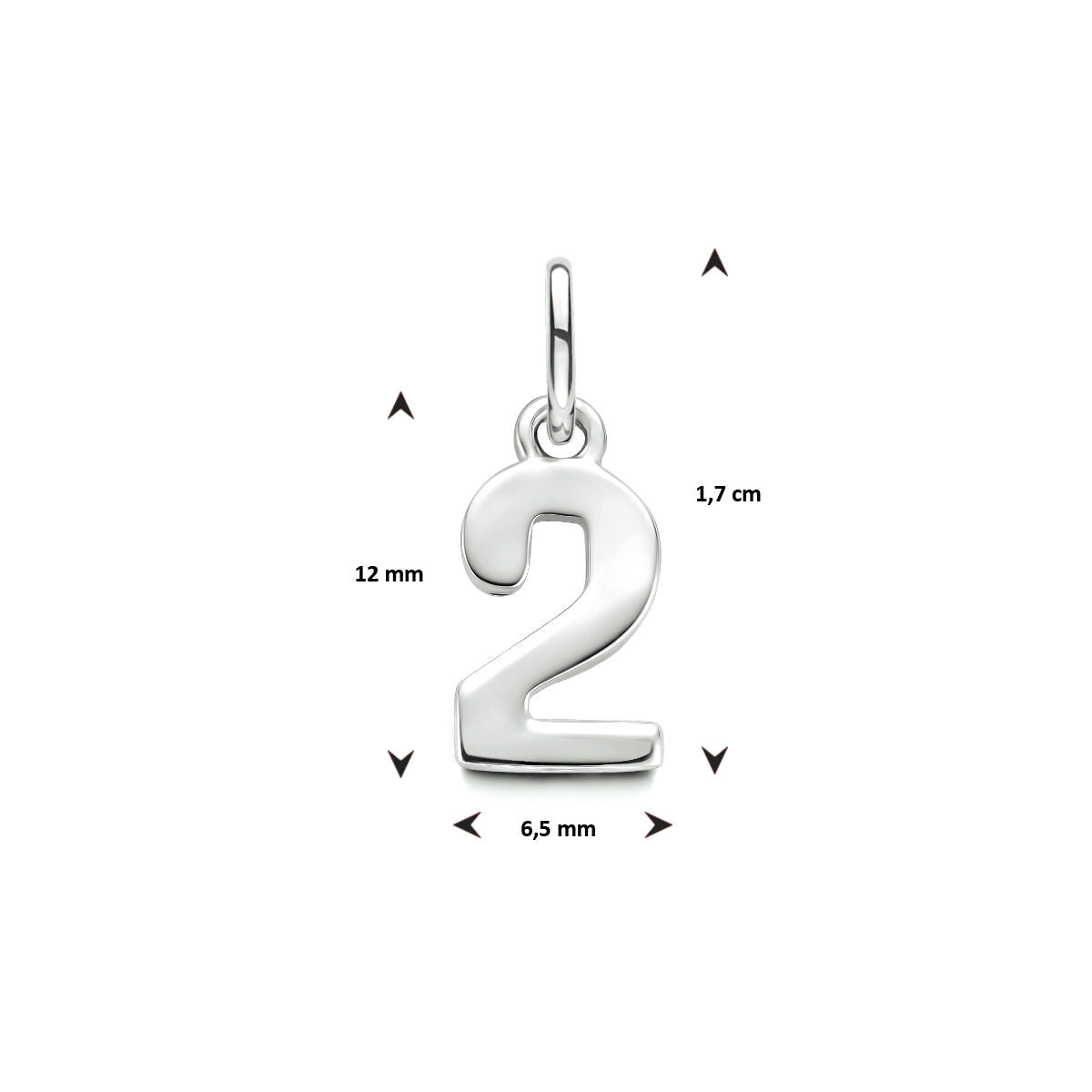 Hanger cijfer zilver gerhodineerd