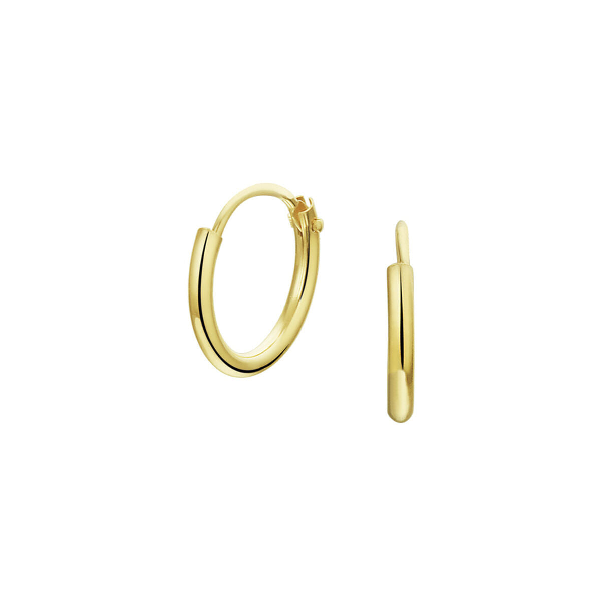 Oorringen 1,3 mm ronde buis 14k geelgoud