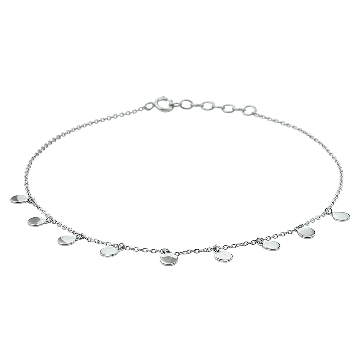 Enkelbandje rondjes 24 + 2 cm zilver verguld (geel) of zilver gerhodineerd