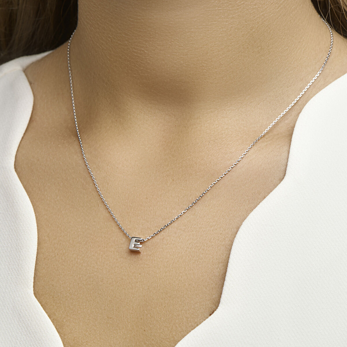 Ketting letter zilver gerhodineerd