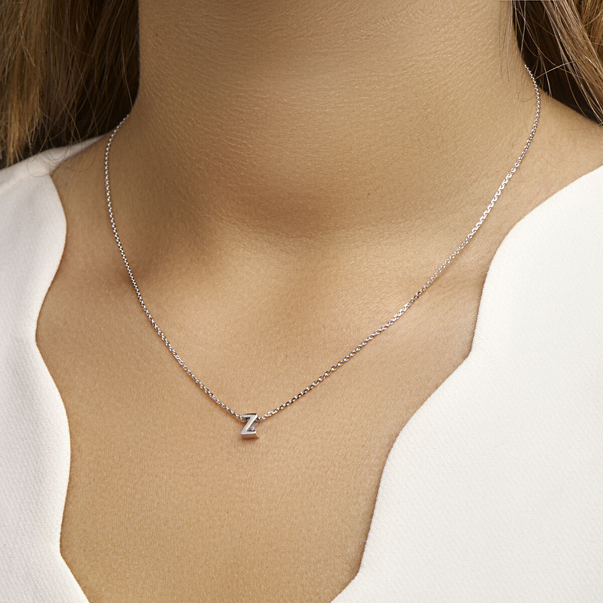 Ketting letter zilver gerhodineerd