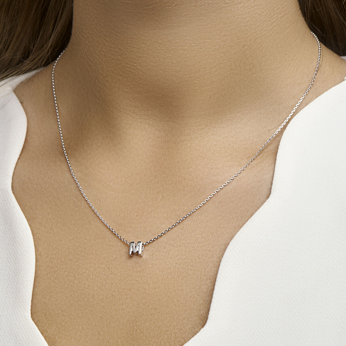Ketting letter zilver gerhodineerd