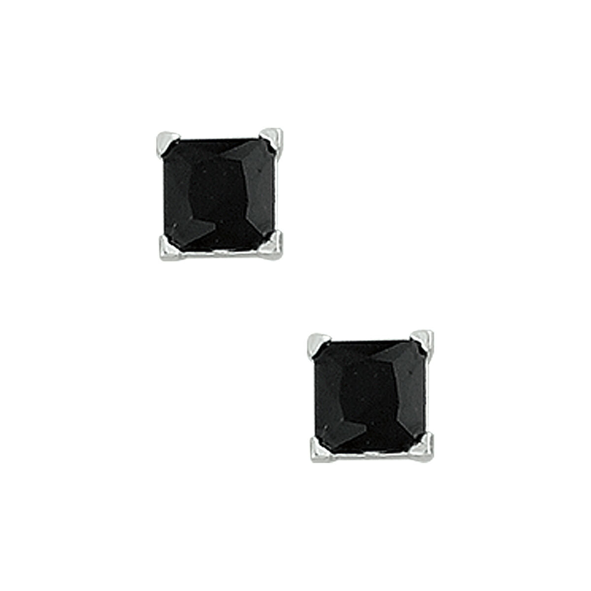 YO&NO oorknoppen zwart zirkonia zilver gerhodineerd