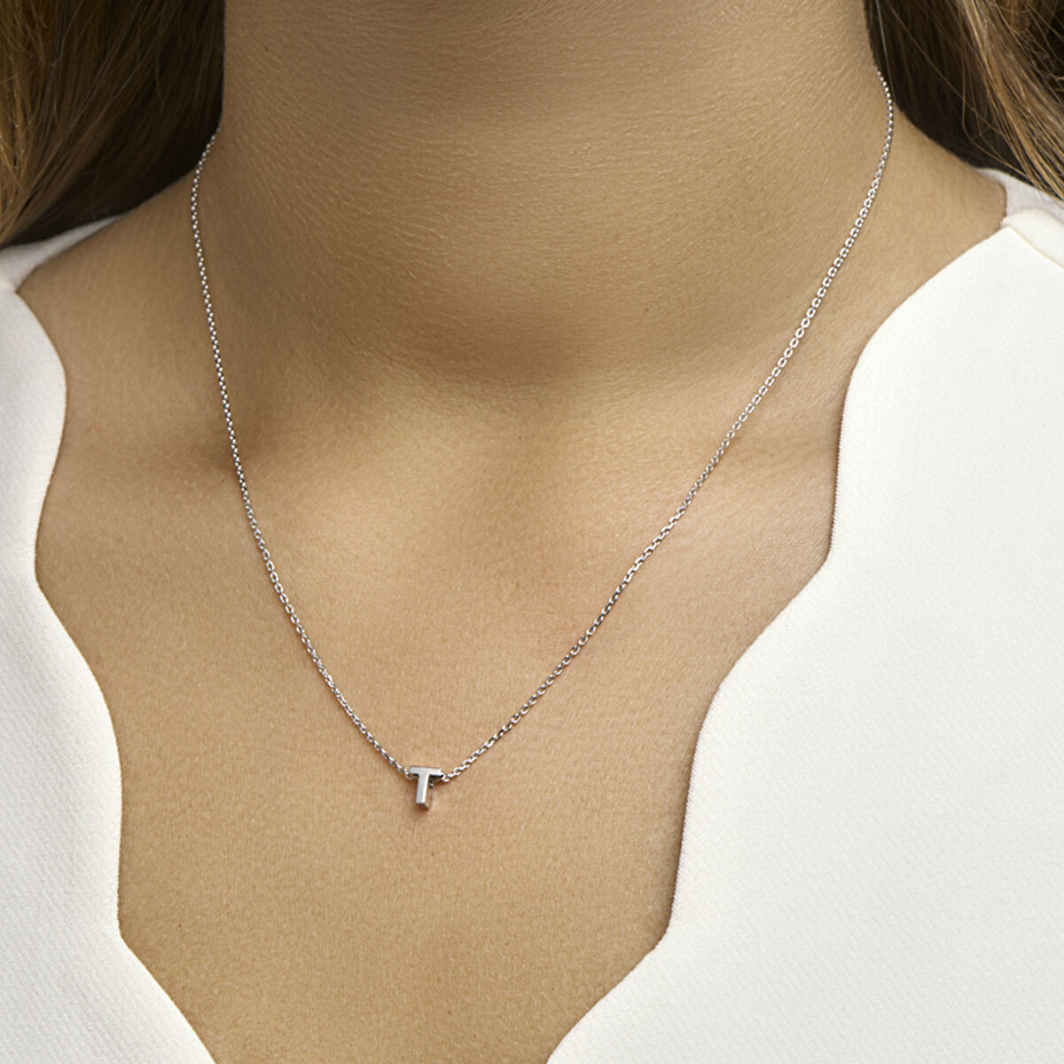 Ketting letter zilver gerhodineerd