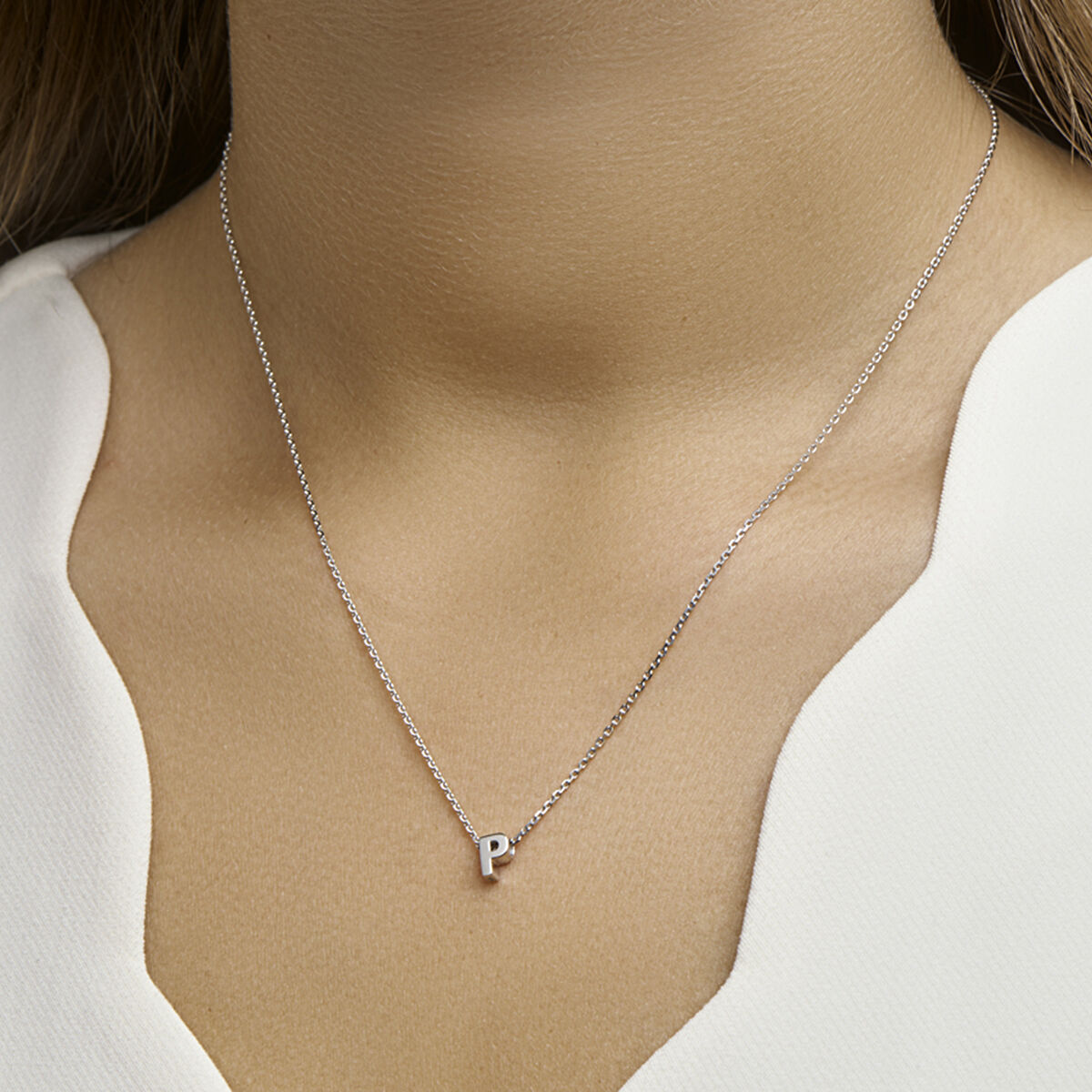 Ketting letter zilver gerhodineerd