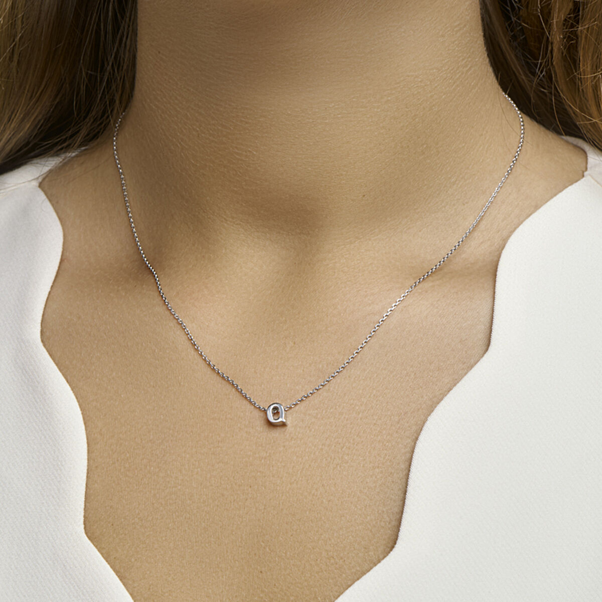 Ketting letter zilver gerhodineerd