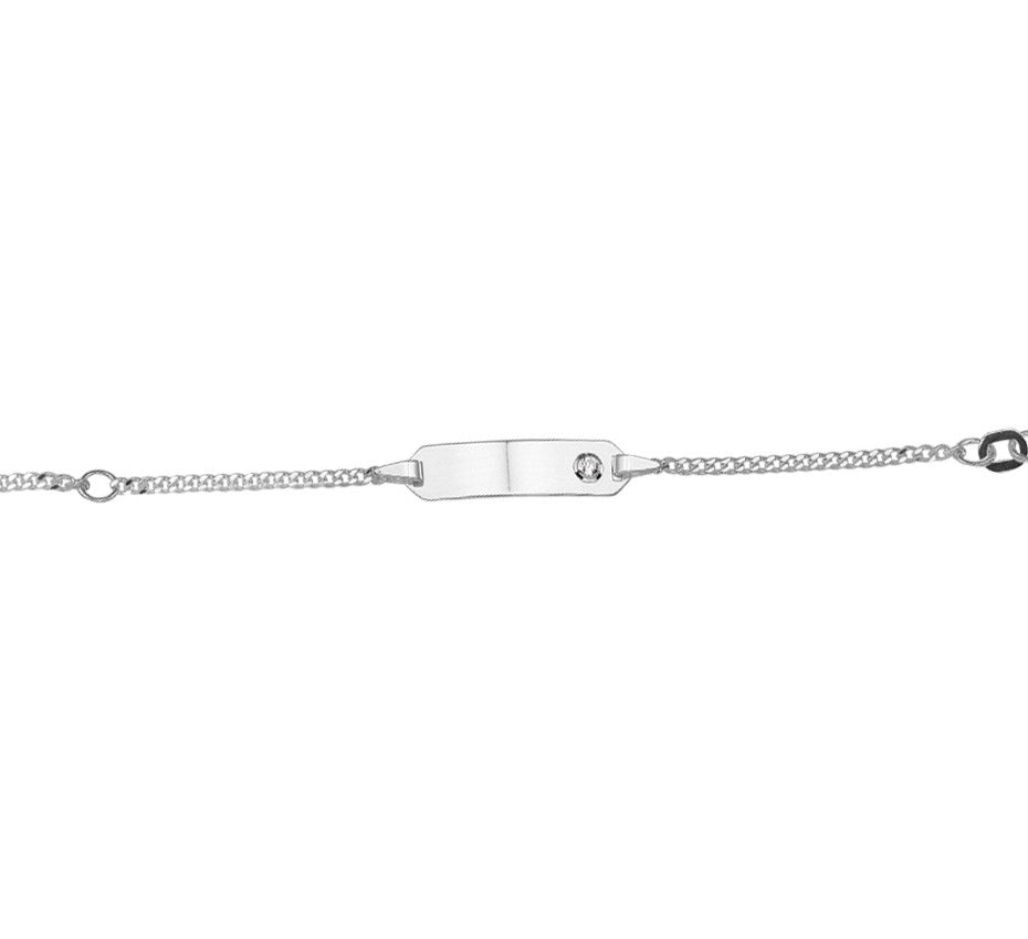 Zilveren graveerarmband met zirkonia 11 tot 13 cm