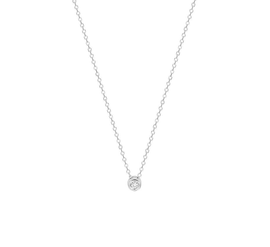 Witgouden ketting met diamant 0,02 ct – 14 karaat