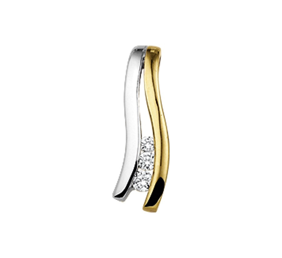 Bicolor gouden hanger met diamant 0,06 ct – 14 karaat