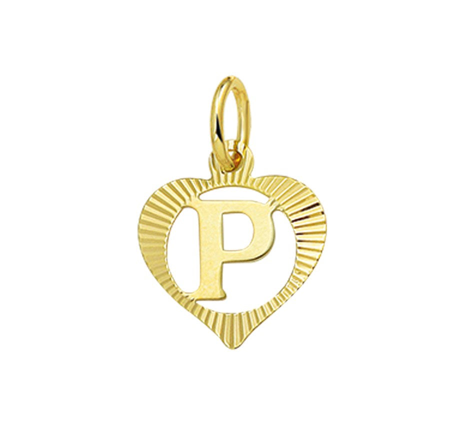 Gouden hanger hartje met letter P – 14 karaat