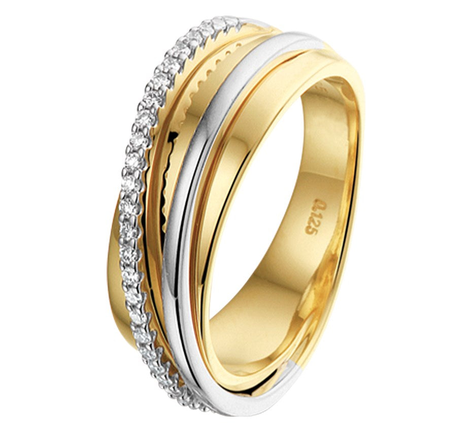 Bicolor gouden ring met diamantrij 0,125 ct – 14 karaat