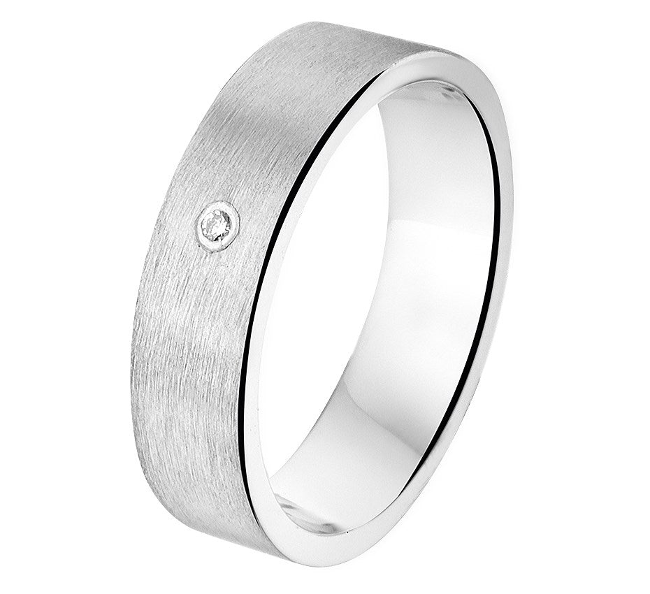 Zilveren relatiering A305 met diamant 0,01 ct, 5 mm mat