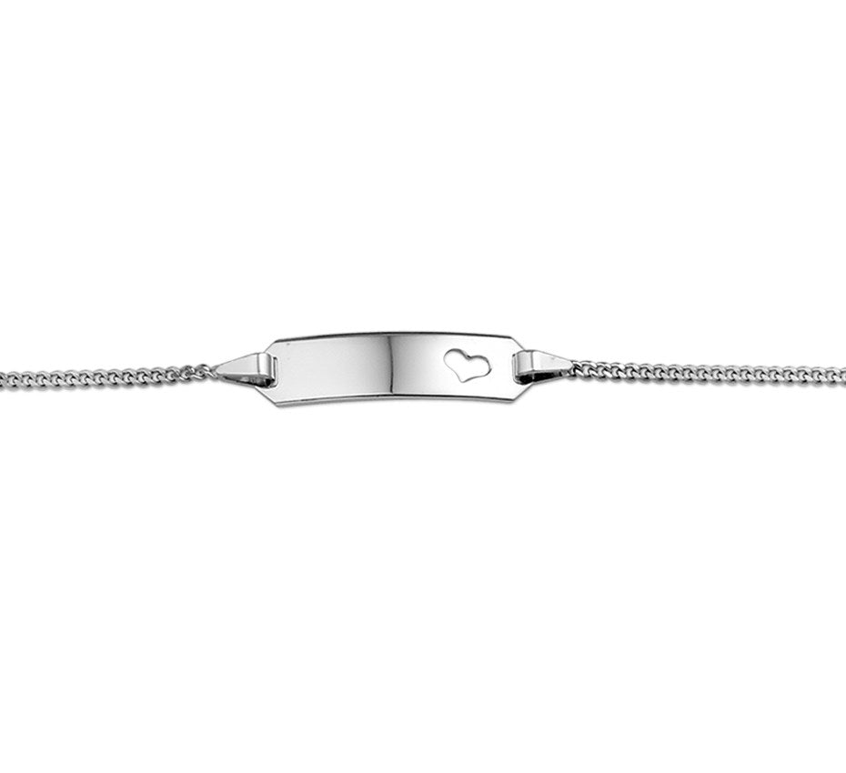 Witgouden graveerarmband met hartje – 14 karaat