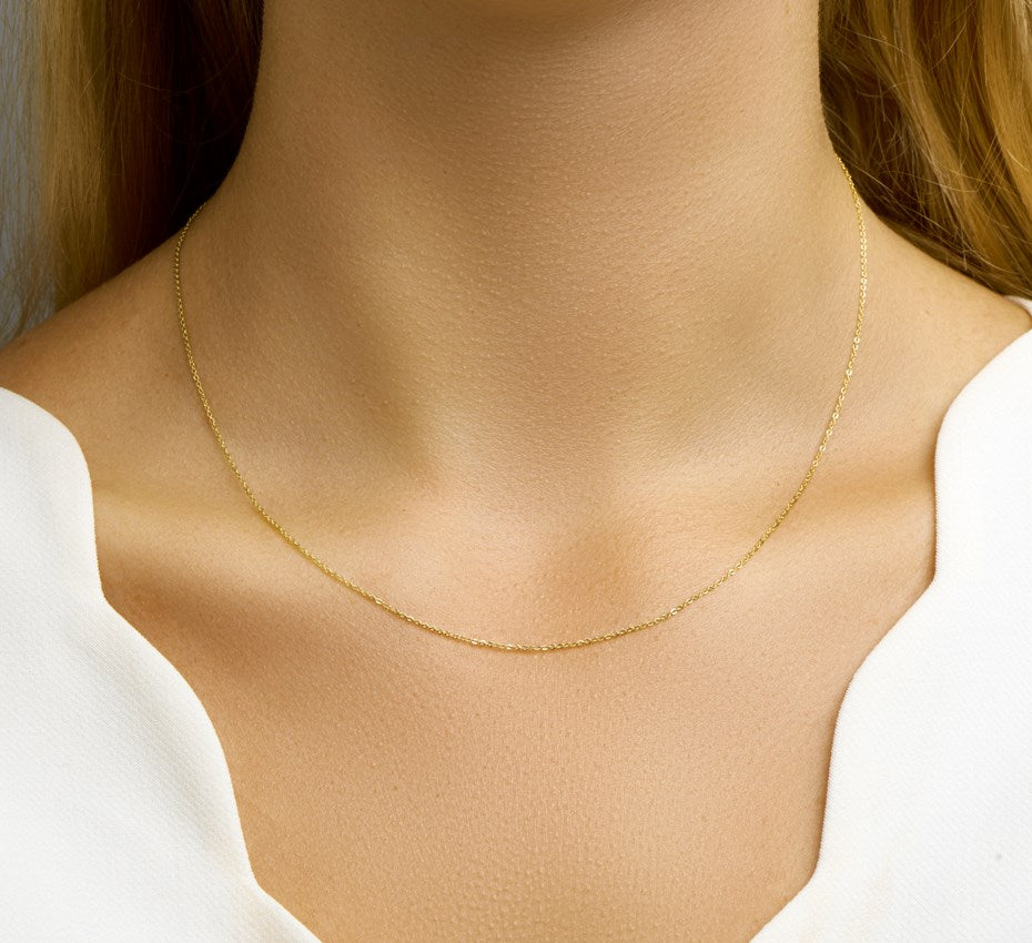 Gouden platte ankerketting 1 mm 45 cm – 14 karaat