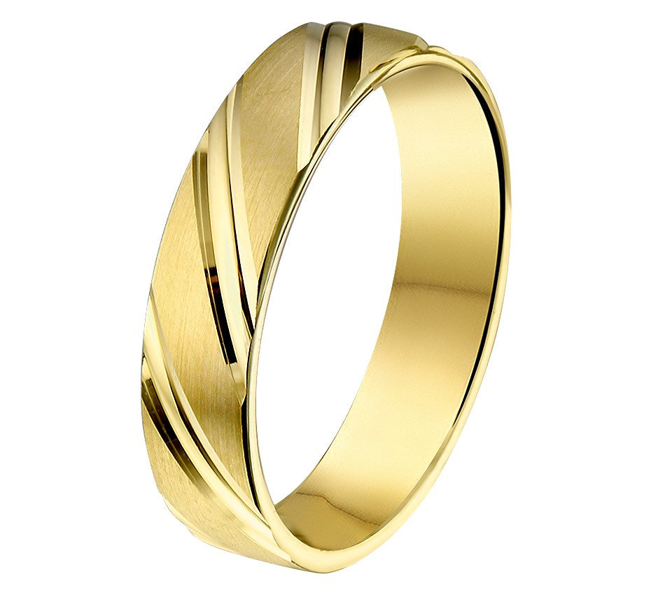 Gouden relatiering 5 mm, gediamanteerd – 14 karaat