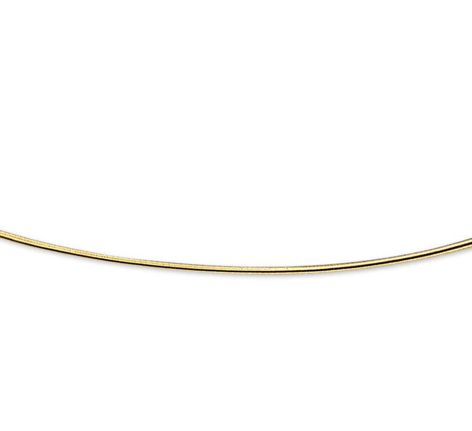 Gouden ketting, omega rond 1,1 mm 42 + 3 cm – 14 karaat