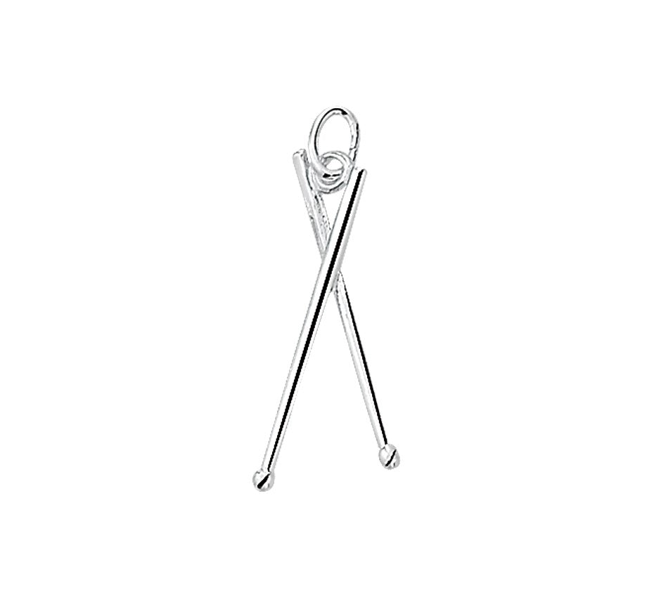 Zilveren hanger drumstokken