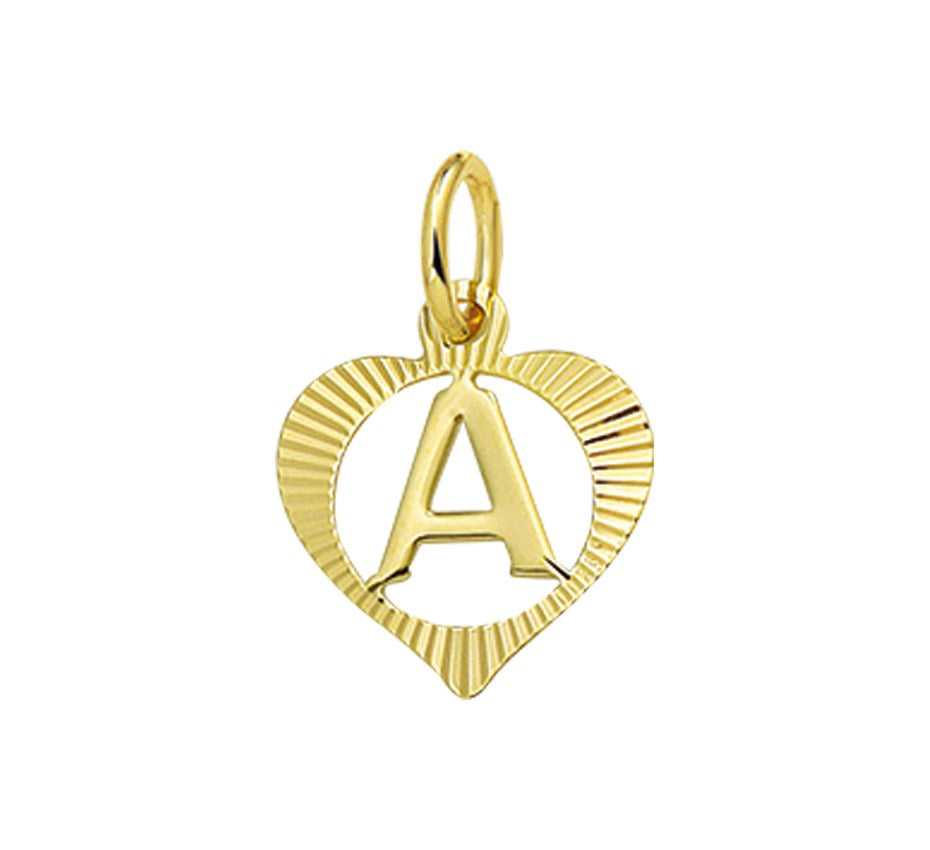 Gouden hanger hartje met letter A – 14 karaat