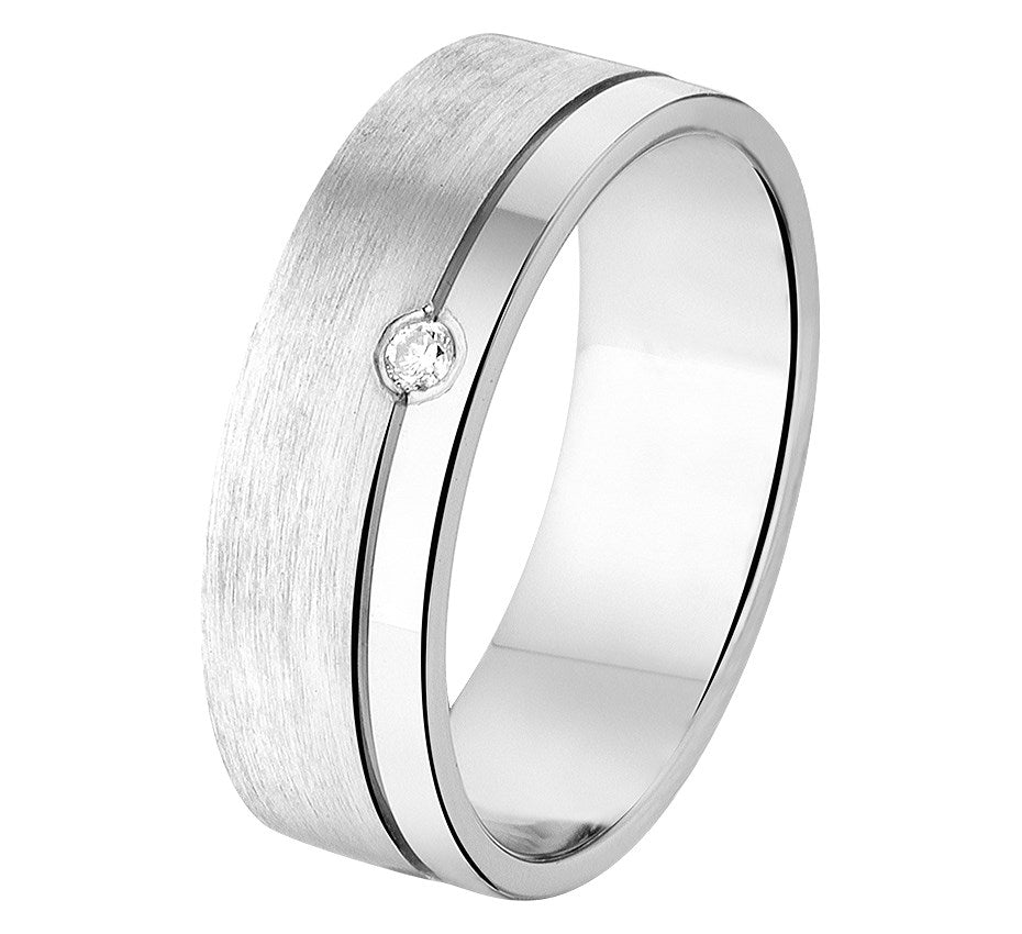 Zilveren relatiering A308 met diamant 0,02 ct, 6 mm