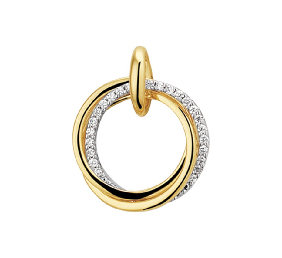 Bicolor gouden hanger met diamant 0,12 ct – 14 karaat