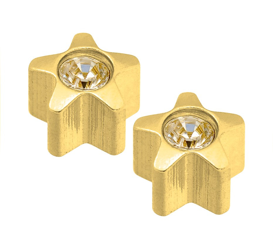 YO&NO Schietknopjes ster wit kristal gold plated