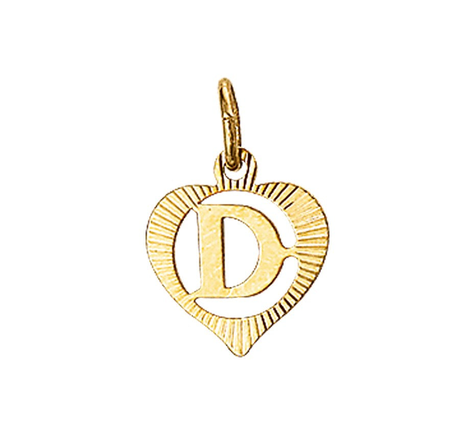 Gouden hanger hartje met letter D – 14 karaat