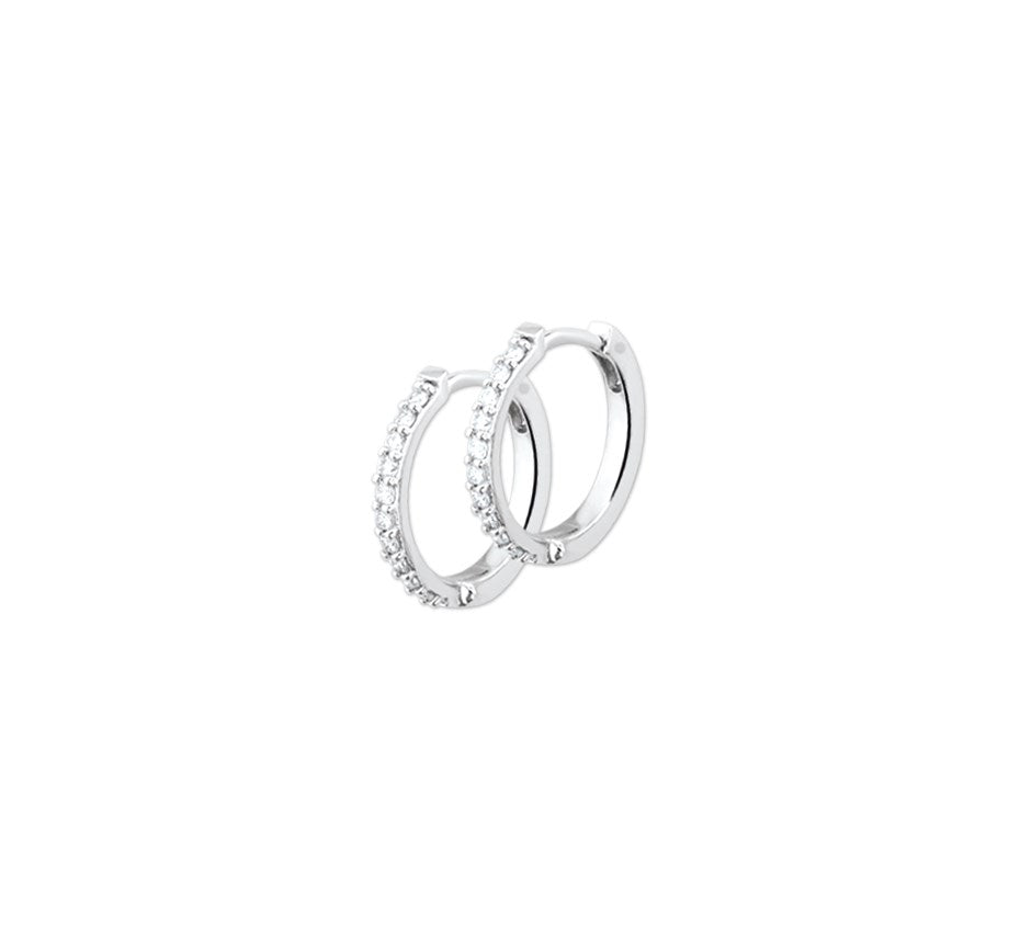Witgouden klapoorringen met diamant 13 mm