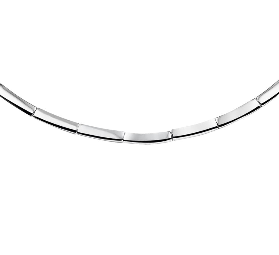 Zilveren collier met platte schakels 4 mm