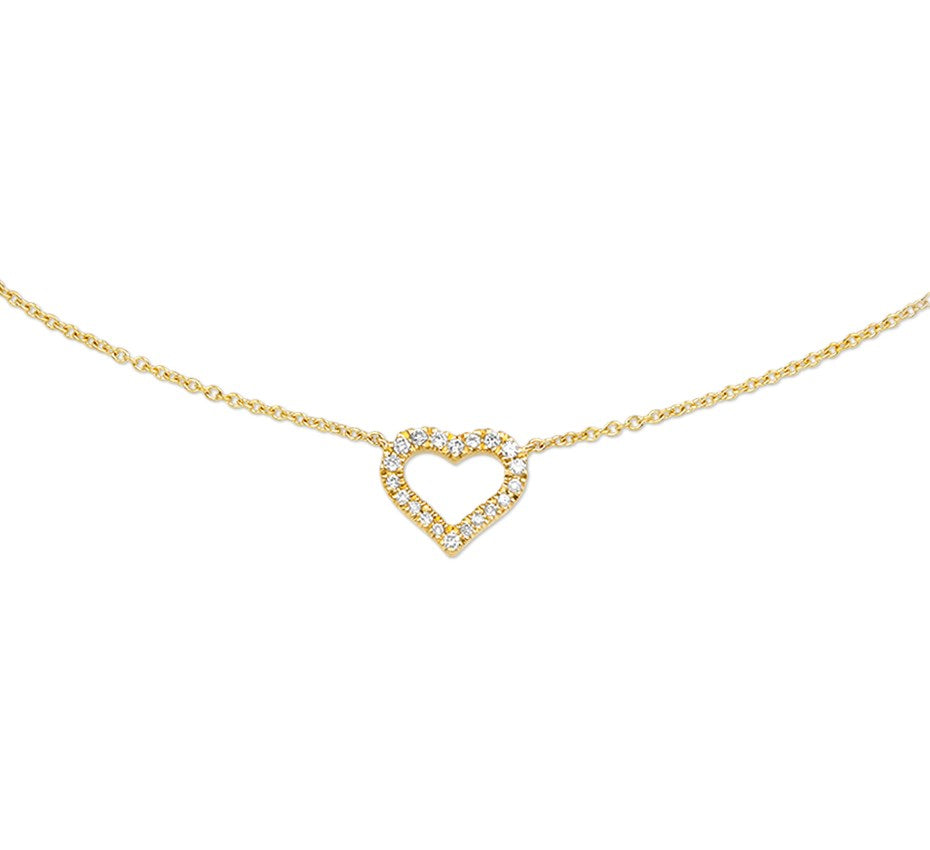 Gouden ketting met diamanten hartje – 14 karaat