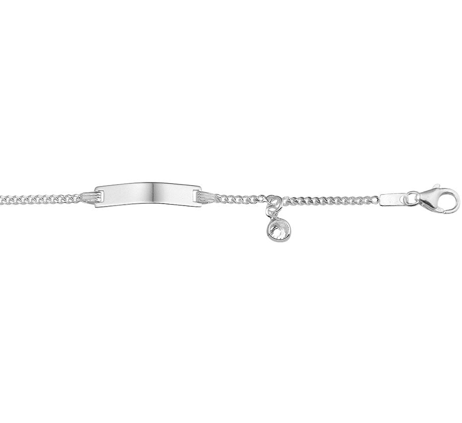 Zilveren graveerarmband met zirkonia 9 tot 11 cm