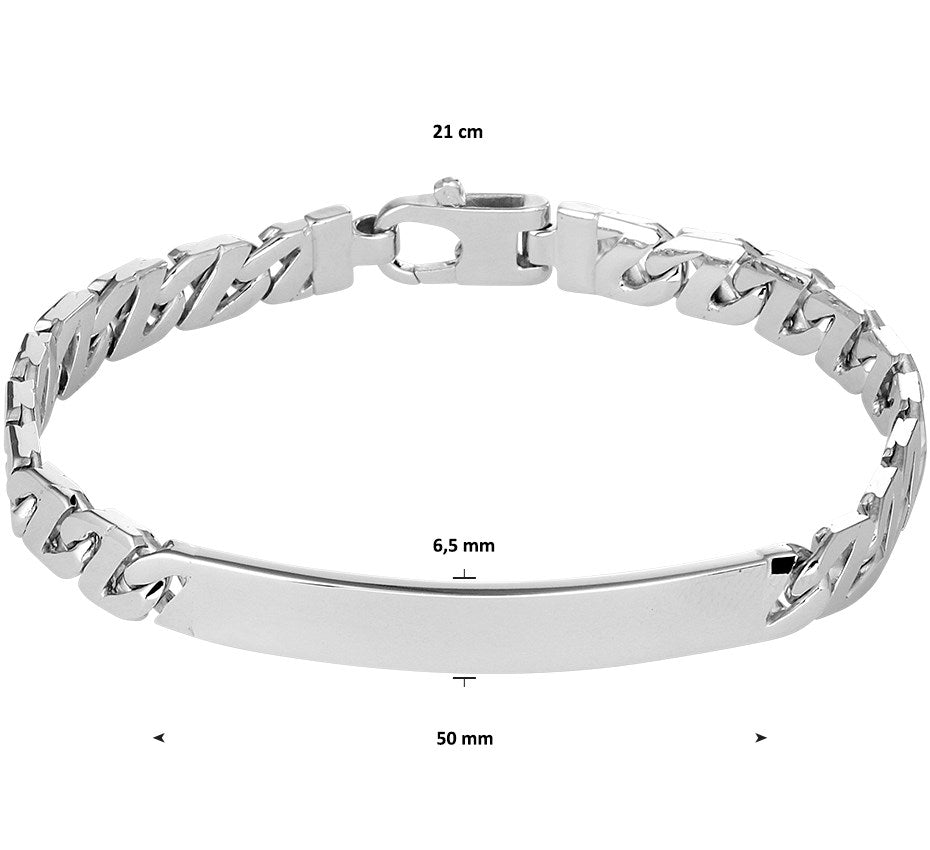 Zilveren graveerarmband gourmette 6,5 mm – 21 cm