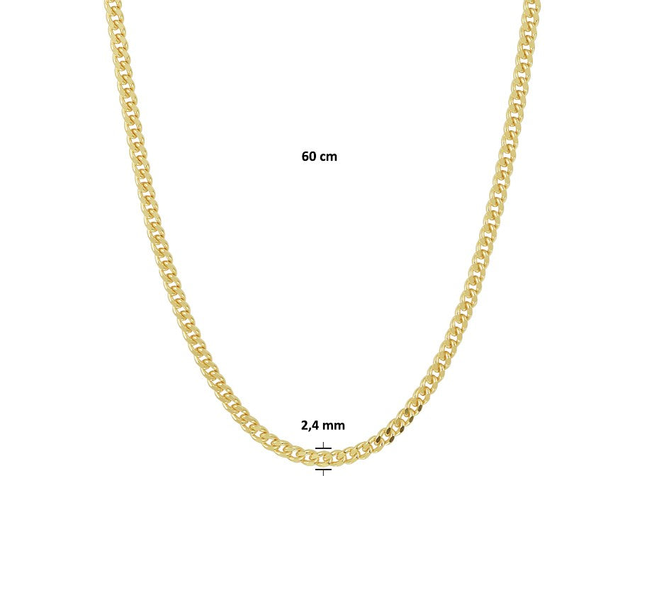 Zilveren gourmetteketting 2,4 mm – 60 cm