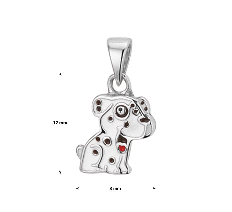Zilveren hanger hondje met emaille