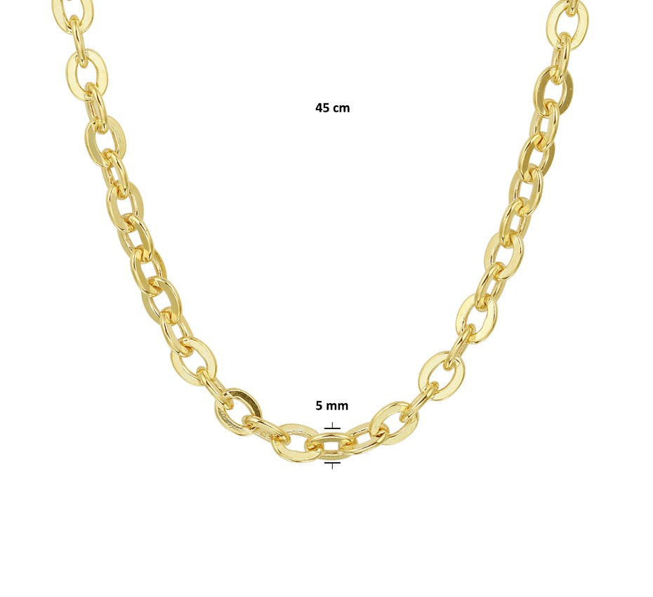 Gouden ankerketting 5 mm met zilveren kern