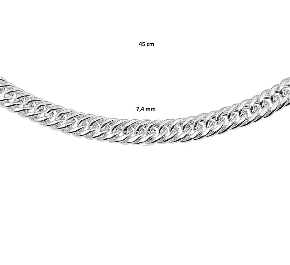 Zilveren bismarckketting 7,4 mm
