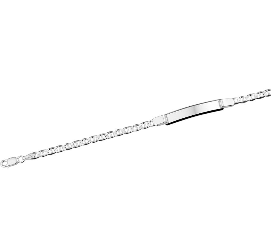 Zilveren graveerarmband anker plaat 6 mm