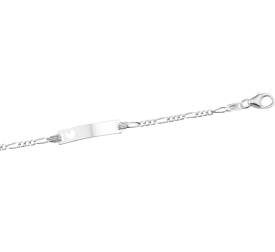Zilveren graveerarmband met hartje, plaat 4,2 mm