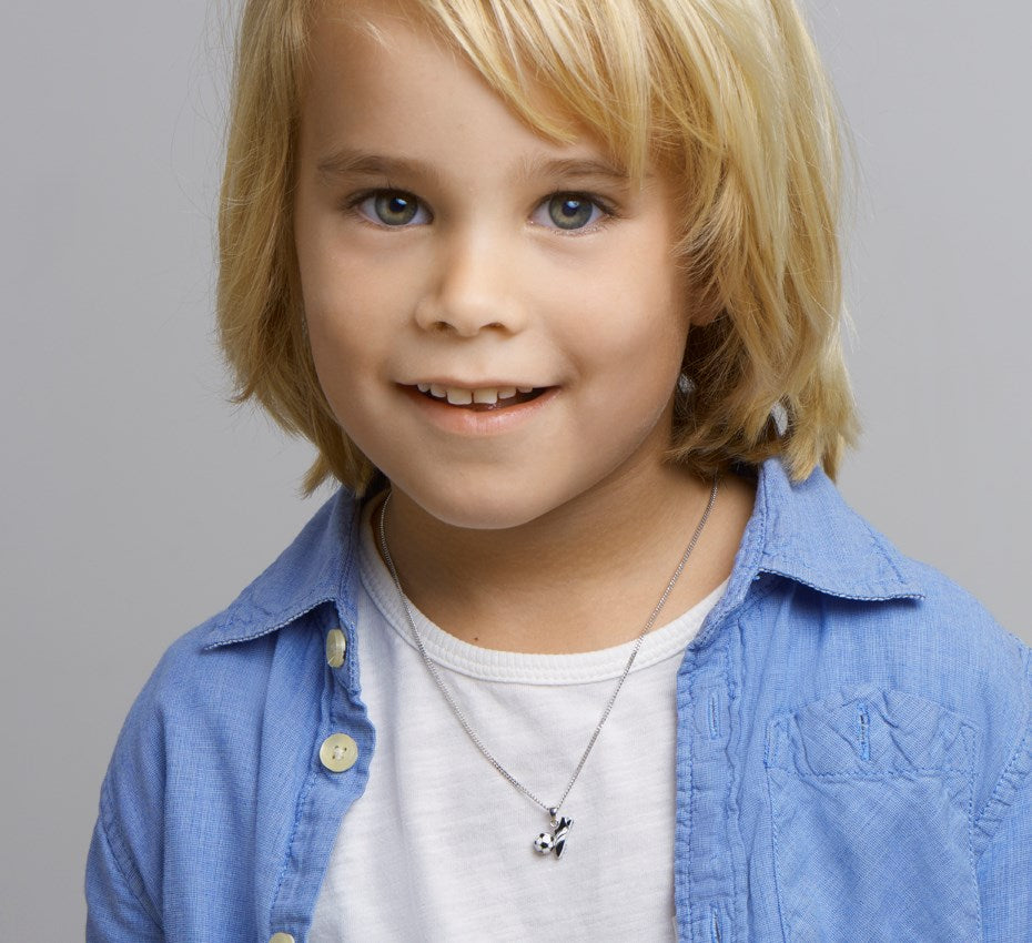 Zilveren kinderketting met voetbalschoen