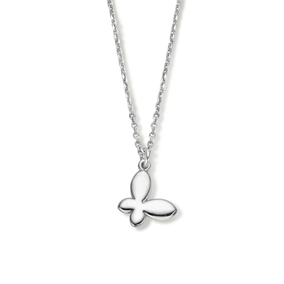 Ketting vlinder 42 + 3 cm zilver gerhodineerd