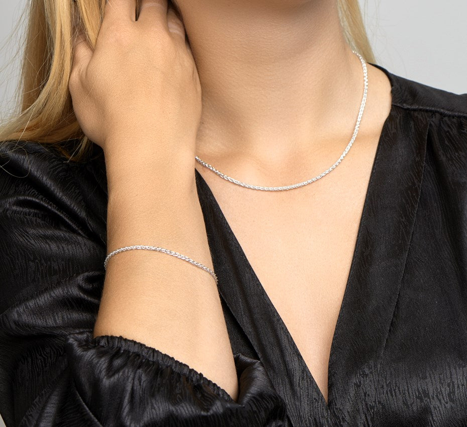 Zilveren ketting, vossestaartschakel 2,5 mm 45 cm