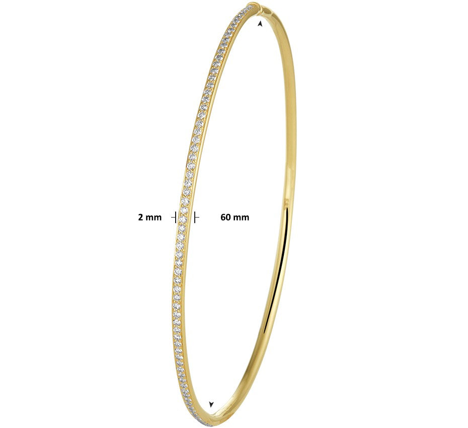 Gouden bangle, scharnier diamant 0,50 ct 2,0 x 60 mm – 14 karaat
