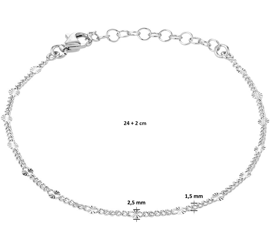 Zilveren enkelbandje met plaatjes 2,5 mm