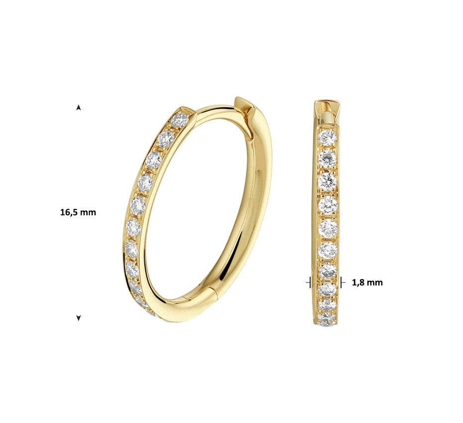 Gouden ovale klapoorringen met diamant – 14 karaat