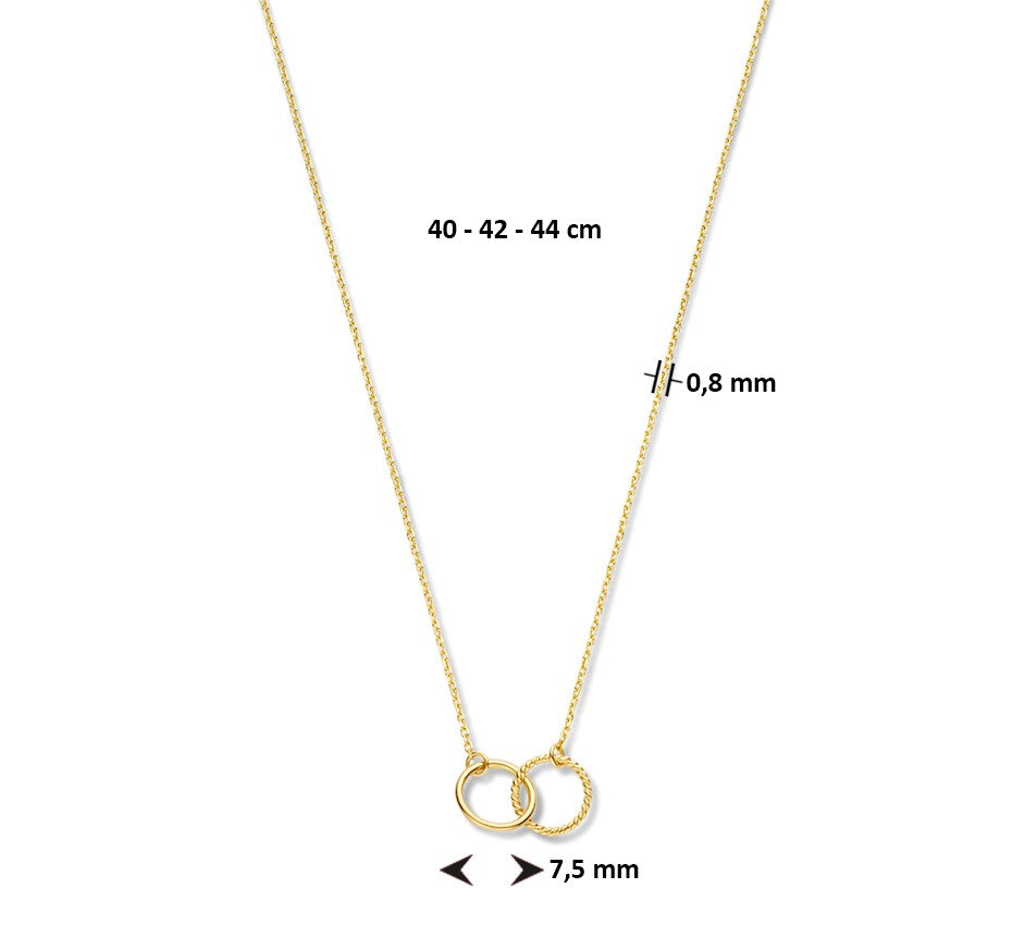 Gouden ketting met twee rondjes – 14 karaat