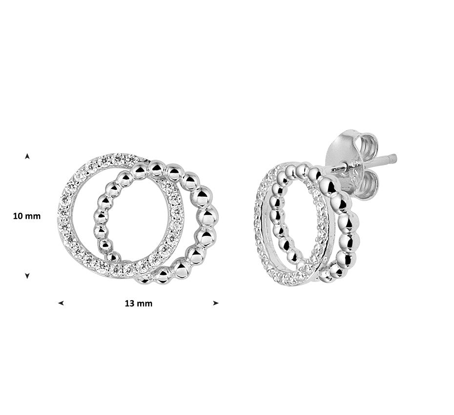 Zilveren oorknopjes met zirkonia 13 mm