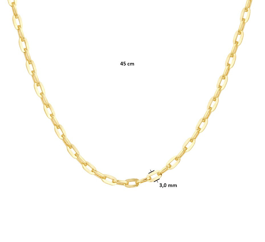 Gouden ankercollier met zilveren kern 3 mm