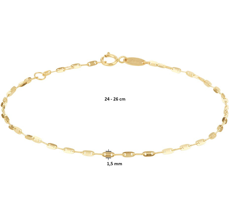 Gouden enkelbandje met plaatjes – 14 karaat