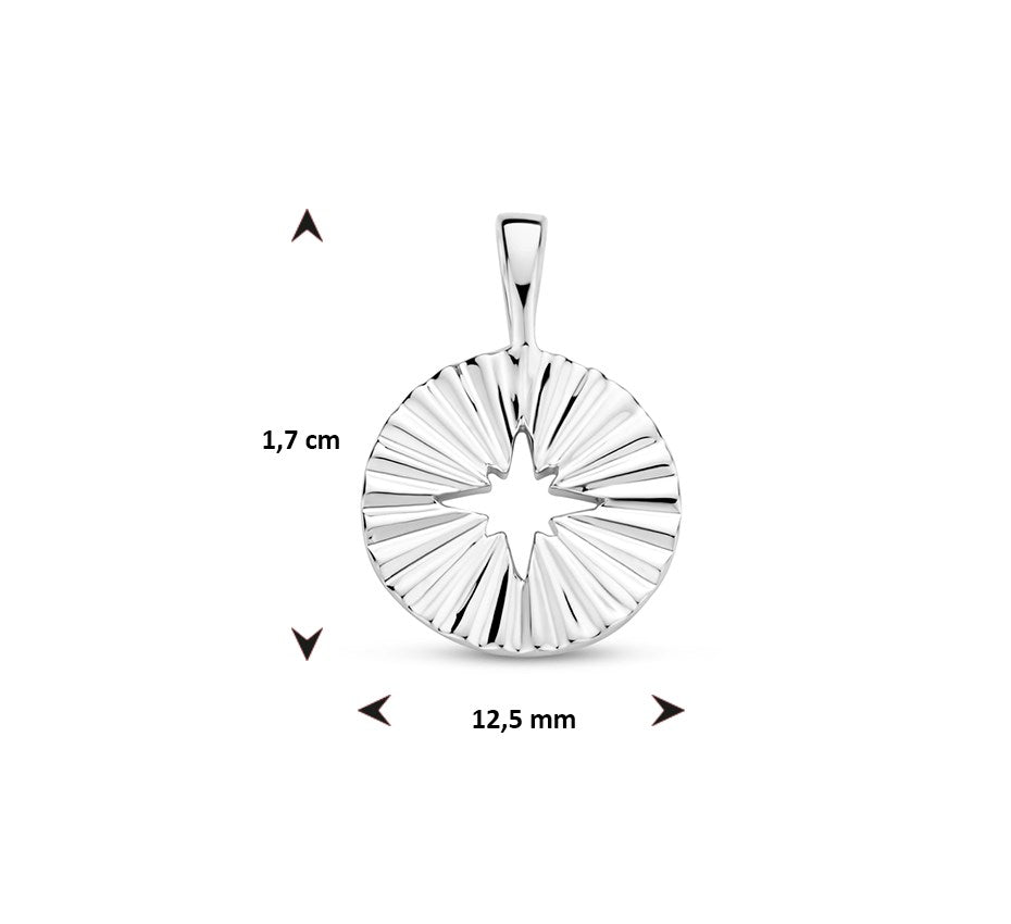Zilveren hanger, rondje gediamanteerd