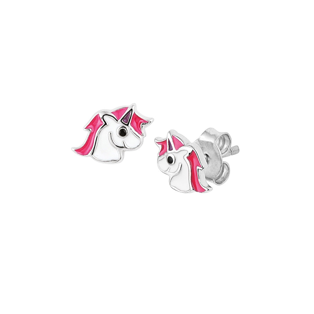 YO&NO Oorknoppen Eenhoorn 8mm bij 6.5mm Zilver 925